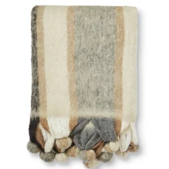 PLÄD BROWN STRIPED MOHAIR